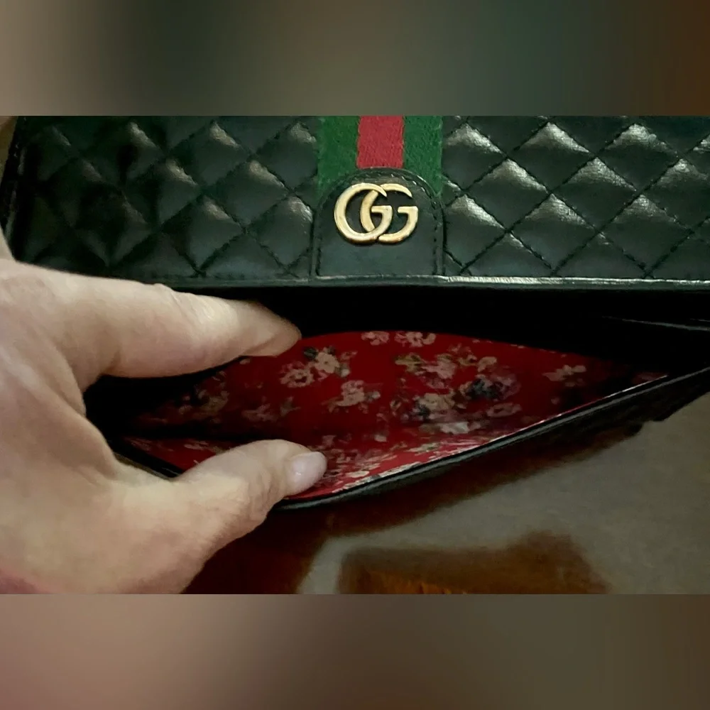 Gucci Black Ophidia Sherry Webb Line Quilted Leather Long wallet. Almost Perfect - Picture 14 of 15